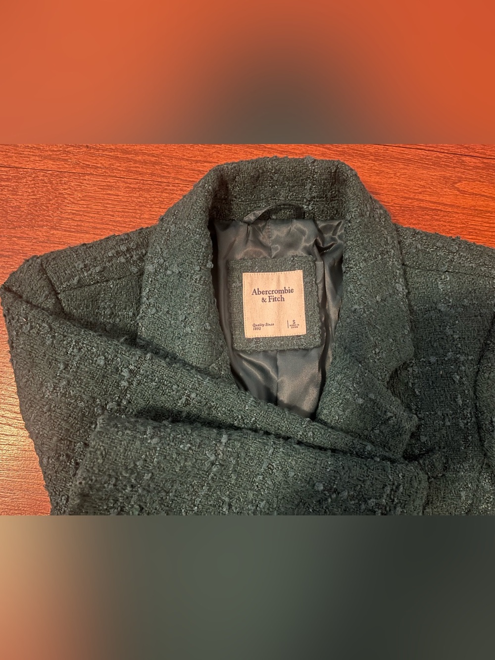 Abercrombie & Fitch Forest Green Tweed Cropped Blazer - Picture 7 of 7
